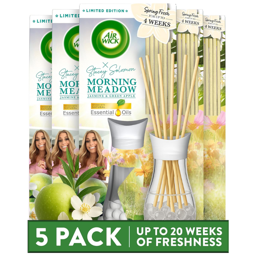Airwick Stacey Solomon Morning Meadow Reed Diffuser 5 x 25ml 
